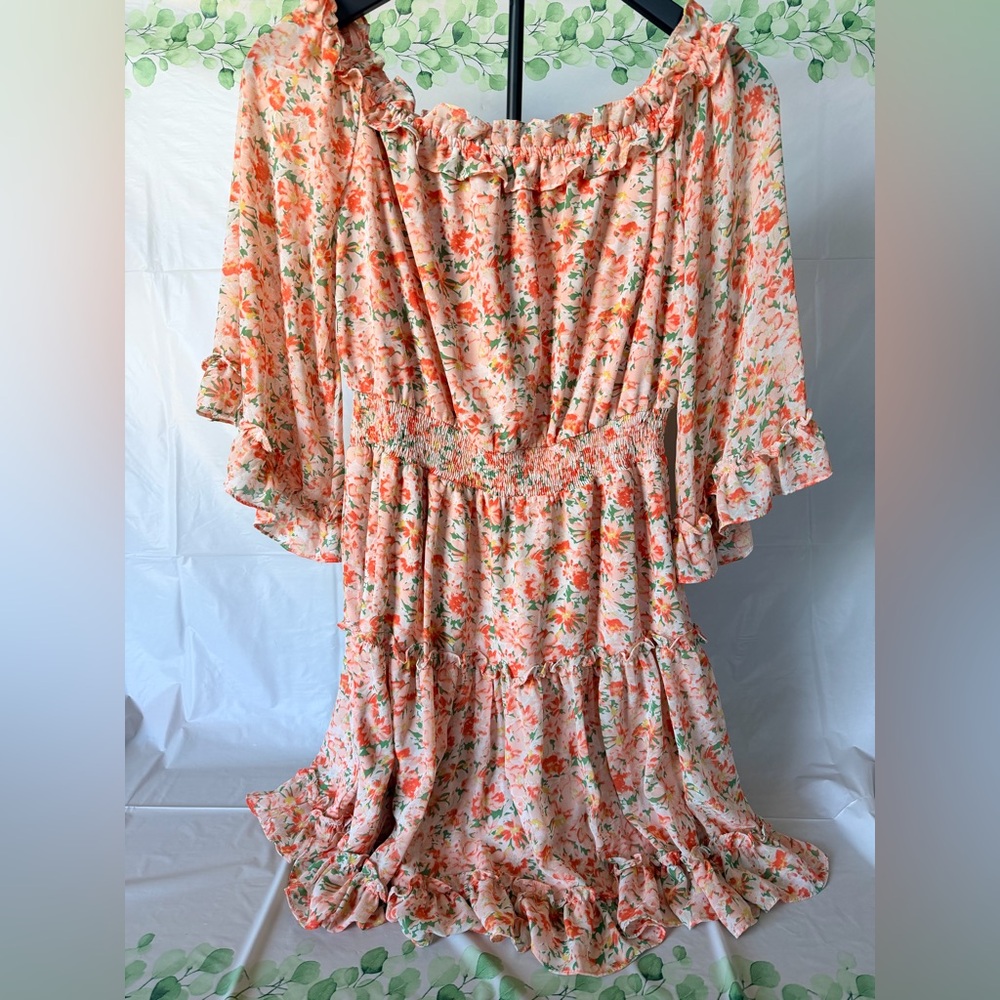 She + Sky Floral Ruffle Dress